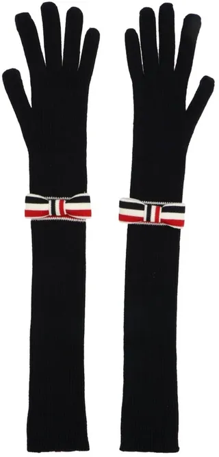 Thom Browne Bow Embellished Long Gloves