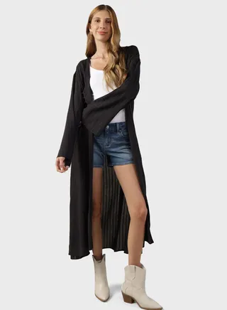 Striped Button Detail Kimono