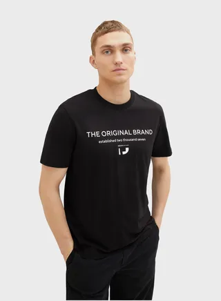 Text Print Crew Neck T-Shirt