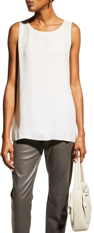 Ruthie Sleeveless High-Low Hem Silk Blouse
