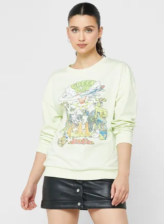 Crew Neck Graphic Sweatshirt