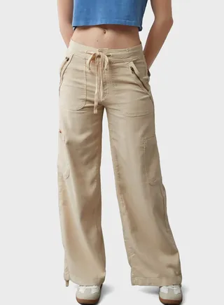 Wide Leg Drawstring  Cargo Pants