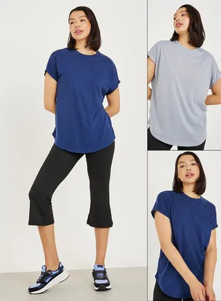 Pack of 2 - Solid Curved Hem Top