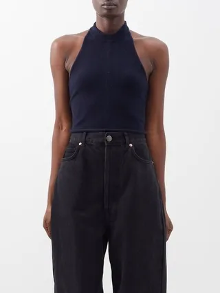 No.160 Wies Halterneck Stretch-cashmere Top