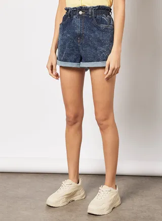Paperbag Waist Denim Shorts