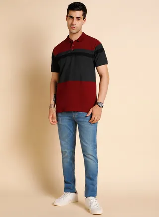 Cotton Color Blocked T-Shirts for Men