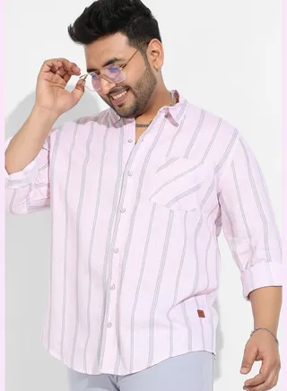 Striped Spread Collar Long Sleeve Shirt