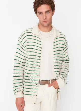Striped Button Cardigan
