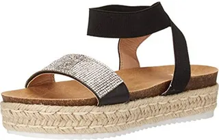 YOKI-CHIARA-43 Women's Open Toe Platform Espadrille Sandal With Elastic Stretchy Rhinestone Studded Straps
