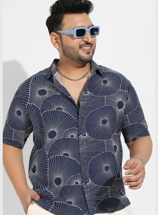 Printed Spread Collar Short Sleeve Shirt
