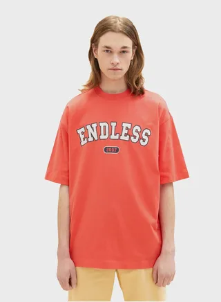 Text Print Crew Neck T-Shirt