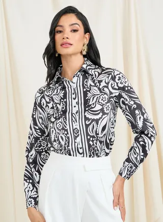 Paisley Print Button Front Shirt