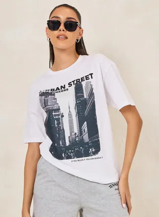 Oversized Urban Street Graphic Print T-Shirt