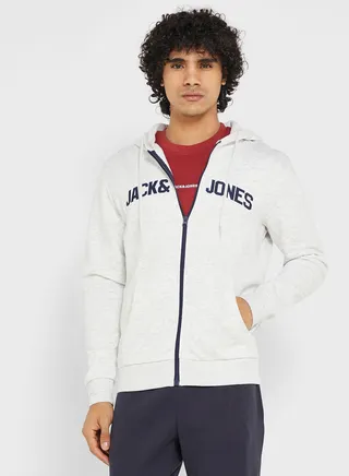 Logo Zip Through Hoodie