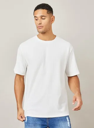 Premium Rib Textured Knit Round Neck Oversized T-Shirt