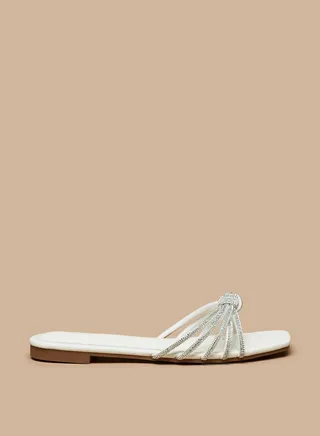 Women's Embellished Slip-On Sandals With Knot Detail