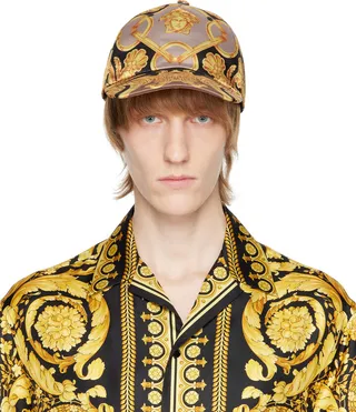 Versace Beige & Black Barocco Cap