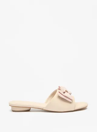 Women's Bow Accented Slip-On Slide Sandals