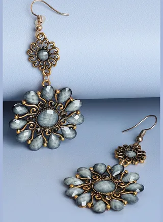 Gold Plated Designer Stone Drop Earring