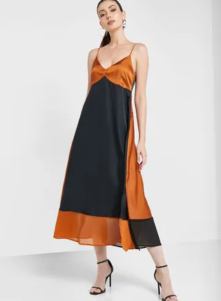 Strappy Colorblock Knitted  Dress