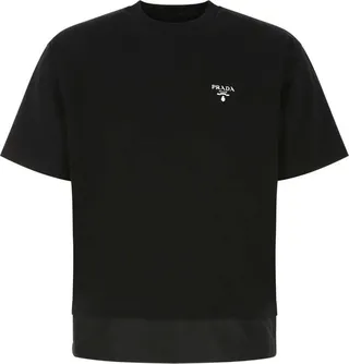 Prada Contrasting Hem Logo T-Shirt