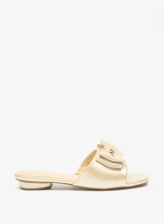 Women's Bow Accented Slip-On Slide Sandals