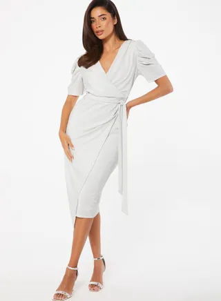 Knitted Tie Detail  Wrap Dress
