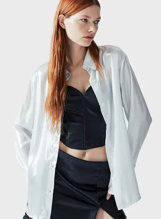 Button Down Satin Shirt
