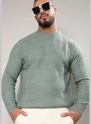 Solid Crew Neck Long Sleeve Sweater
