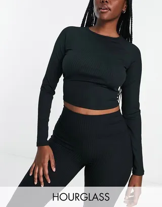 ASOS 4505 Hourglass long sleeve training top in rib - part of a set