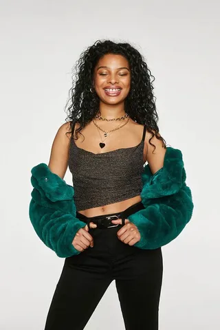 Metallic Cowl Neck Cami
