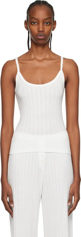 LESET White Pointelle Camisole