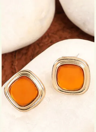 Gold Plated Party Designer Stone Stud For Women
