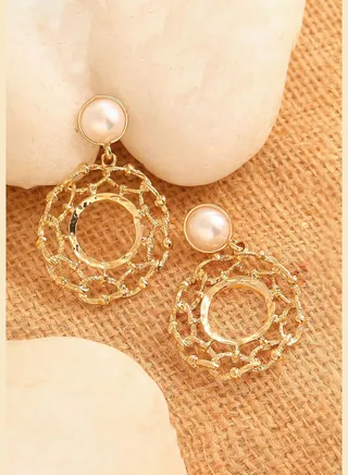 Gold Plated Party Designer Stone Drop Earring For Women