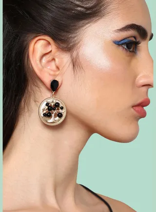 Gold Plated Party Designer Stone Drop Earring For Women