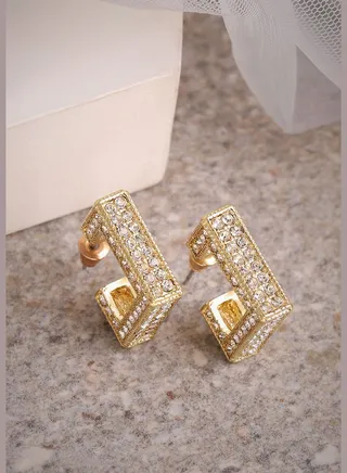 Gold Plated Party Designer Stone Drop Earring For Women