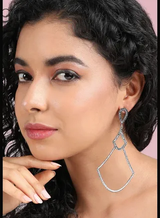 Silver Plated Designer Stone Party Wear Drop Earring For Women