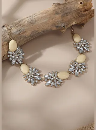 Gold Plated Designer Stone Party Necklace For Women