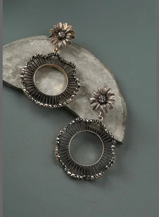 Gold Plated Designer Stone Party Wear Drop Earring For Women