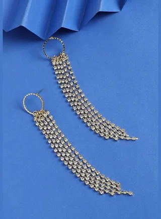 Gold Plated Designer Stone Western Wear Drop Earring For Women