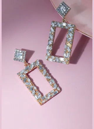 Gold Plated Party Designer Stone Drop Earring For Women