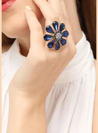 Gold Plated Party Designer Stone Ring For Women