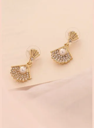 Gold Plated Pearls Party Drop Earring For Women