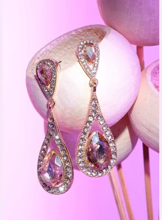 Gold Plated Designer Stone Party Drop Earring For Women