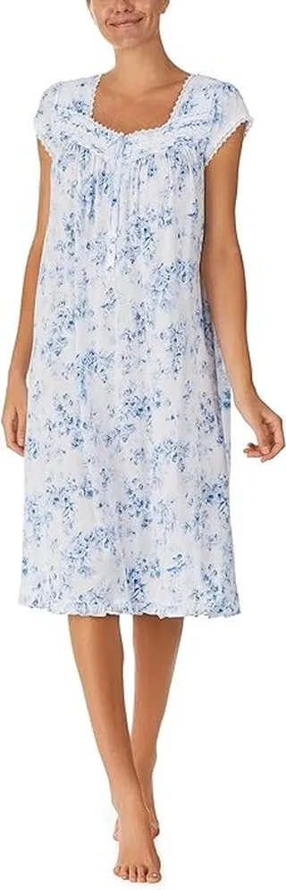Eileen West 42 Cap Sleeve Waltz Gown (Toile Floral) Women's Pajama