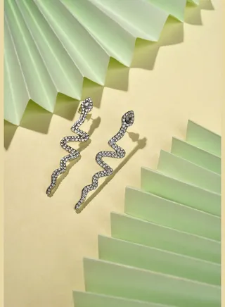 Silver Plated Designer Stone Drop Earring