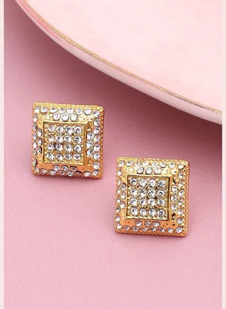 Gold Plated Party Designer Stone Stud For Women