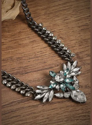 Silver Plated Designer Stone Party Necklace For Women