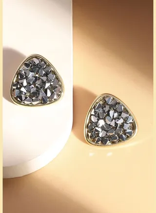 Gold Plated Designer Stone Party Wear Stud For Women