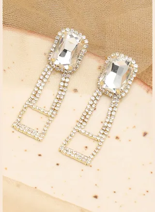 Gold Plated Party Designer Stone Drop Earring For Women